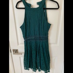 Forest green sexy lace dress